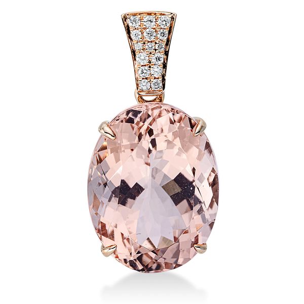 Anhänger 750 Rotgold Morganit 9.6ct pink Brillanten