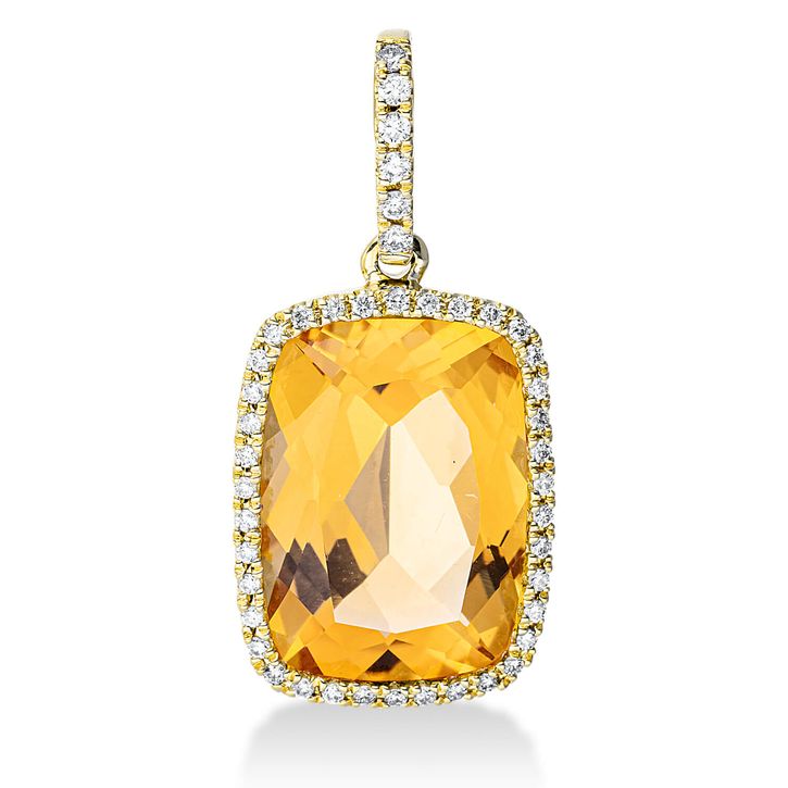 Anhänger 750 Gelbgold Citrin 6.6ct gelb 44 Diamanten