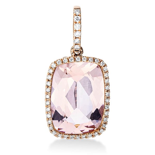 Anhänger 750 Rotgold Morganit 7ct pink 44 Diamanten