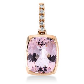 Anhänger aus 750 Rotgold Morganit 3ct rosa 5 Brillanten 0,04ct TW-SI 18,8x8,8mm