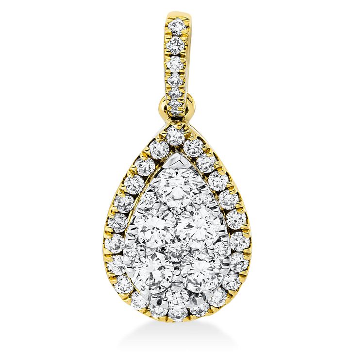Anhänger Tropfen 750 Gold gelb weiß 42 Diamanten 0.69ct