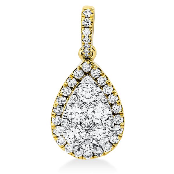 Anhänger Tropfen 750 Gold gelb weiß 42 Diamanten 0.69ct
