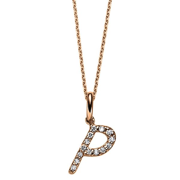 Collier Buchstabe P 750 Rotgold 14 Brillanten