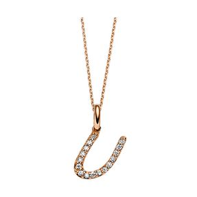 Collier Buchstabe U aus 750 Gold Rotgold 16 Brillanten 0,07ct TW-SI L:42cm