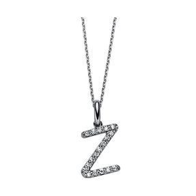 Collier Buchstabe Z aus 750 Weißgold 18 Brillanten 0,07ct TW-SI L:42cm