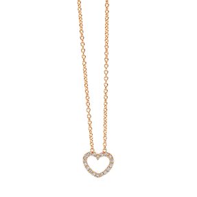 Collier Herz aus 750 Gold Rotgold 18 Brillanten 0,04ct TW-SI L:42cm