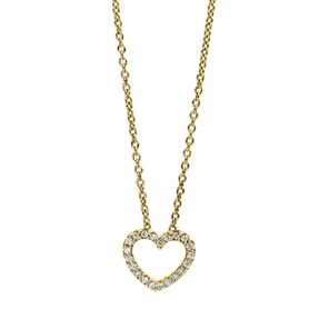 Collier Herz aus 750 Gold Gelbgold 21 Brillanten 0,05ct TW-SI L:42cm