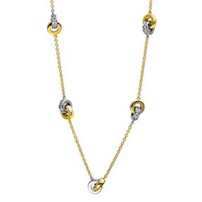 Collier Ringe aus 585 Gold Gelbgold 55 Brillanten 0,21ct TW-SI L:42cm