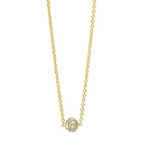 Pavé Collier Kugel aus 750 Gelbgold 30 Brillanten 0,13ct TW-SI L:42cm