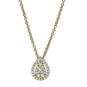 Collier Tropfen aus 750 Gold Gelbgold 31 Diamanten 0,24ct TW-SI L:45cm