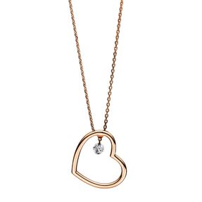 Collier Herz aus 585 Gold Rotgold Brillant 0,15ct TW-SI L:42cm