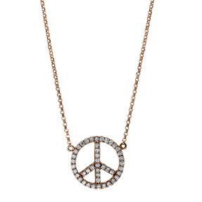 Collier Peace aus 750 Gold Rotgold 44 Brillanten 0,26ct W-SI L:45cm