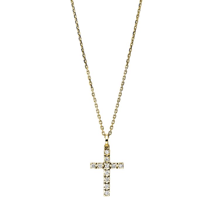 Collier Kreuz 750 Gelbgold 11 Brillanten