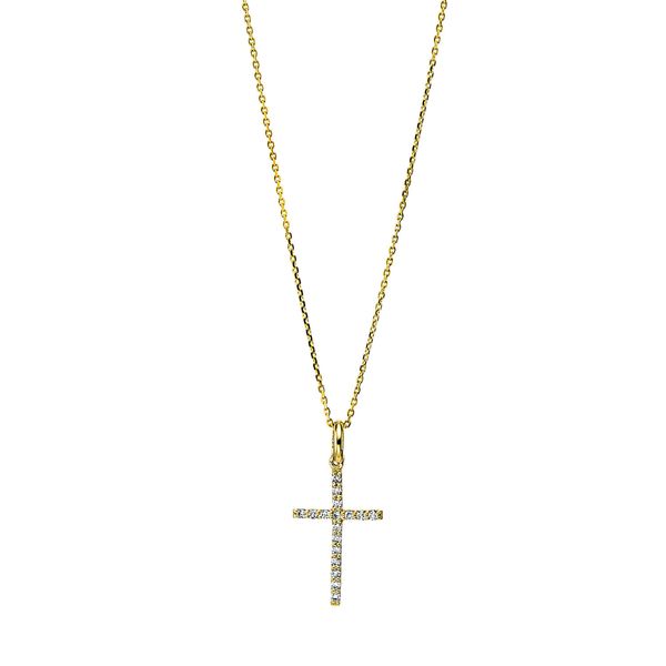 Collier Kreuz 750 Gelbgold 17 Brillanten