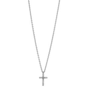 Collier Kreuz aus 750 Gold Weißgold 12 Brillanten 0,03ct TW-SI L:42cm