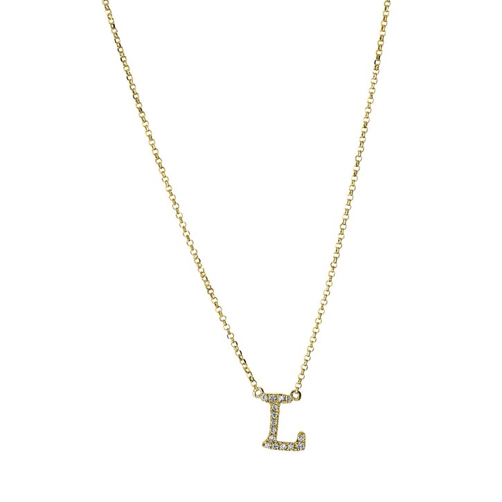 Collier Buchstabe L 750 Gelbgold 15 Diamanten 0.07ct L 38.1-43.2cm