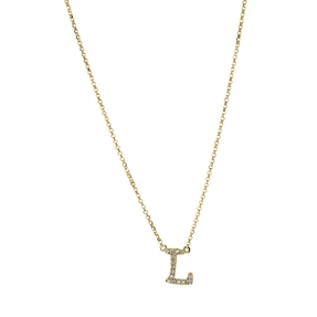 Collier Buchstabe L aus 750 Gelbgold 15 Brillanten 0,07ct TW-SI L:43,2cm