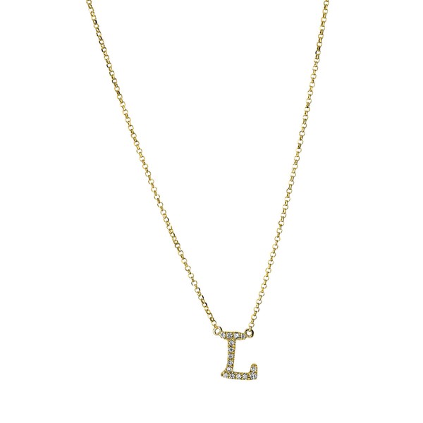 Collier Buchstabe L 750 Gelbgold 15 Diamanten 0.07ct L 38.1-43.2cm