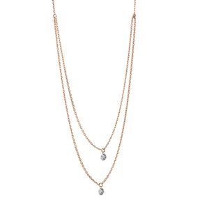 Collier 2-reihig aus 750 Gold Rotgold 3 Brillanten 0,24ct TW-SI L:42cm