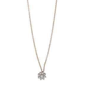 Collier Blume 750 Rotgold 8 Brillanten 0,17ct TW-SI 1 Brillant 0,09ct TW-SI L:45cm