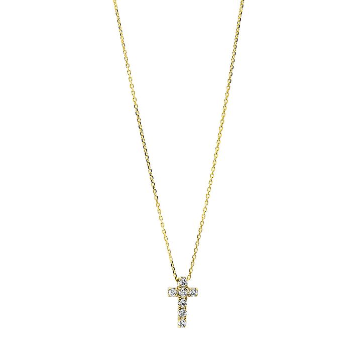 Collier kreuz 750 Gelbgold 7 Brillanten