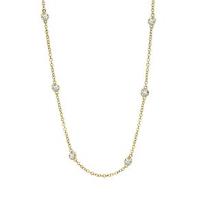 Collier aus 750 Gold Gelbgold 9 Brillanten 0,6ct TW-SI L:45cm