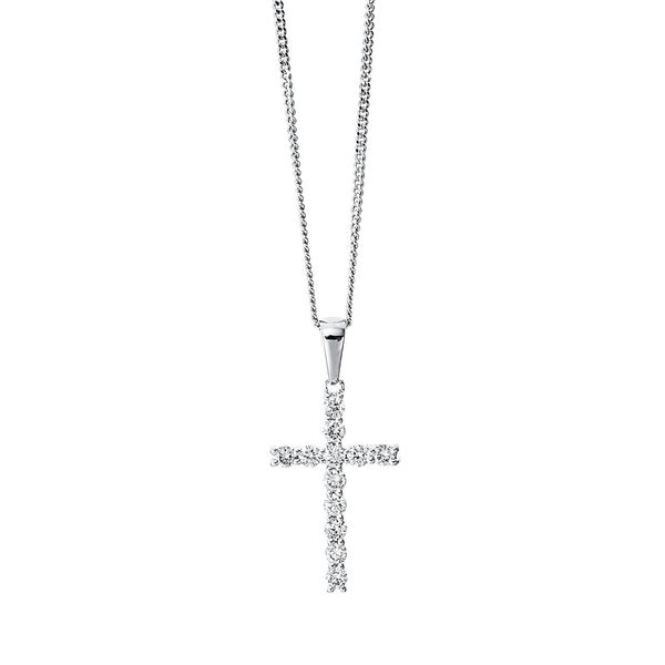 Collier Kreuz 750 Weißgold 12 Brillanten