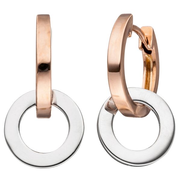 Creolen 2-teilig Ring als Anhänger 375 Gold bicolor