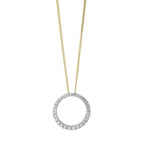 Collier Kreis aus 750 Gold Gelbgold 32 Brillanten 0,25ct TW-SI L:43cm