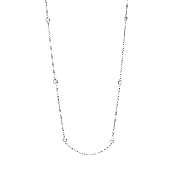 Collier 750 Weißgold 10 Brillanten 0.39ct L 42.5-44.1cm