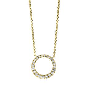 Collier Kreis aus 750 Gold Gelbgold 22 Brillanten 0,3ct TW-SI L:39,4cm