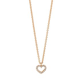 Collier Herz aus 750 Gold Rotgold 15 Brillanten 0,04ct TW-SI L:42cm