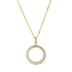 Collier Kreis aus 585 Gold Gelbgold 28 Brillanten 0,65ct TW-SI L:45cm