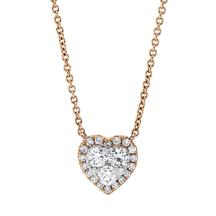 Collier 750 Gold weiß rot 24 Brillanten 0.46ct B 8.8mm L 40-45.7cm