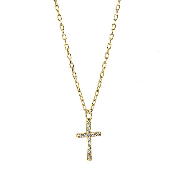 Collier Kreuz 750 Gelbgold 12 Brillanten L 45.7cm