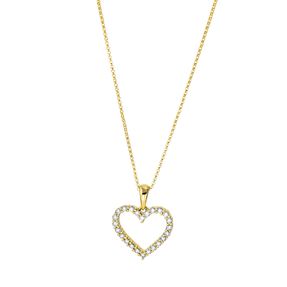 Collier Herz aus 750 Gold Gelbgold 24 Brillanten 0,47ct TW-SI L:45cm