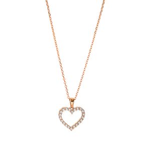 Collier Herz aus 750 Gold Rotgold 22 Brillanten 0,24ct TW-SI L:45cm