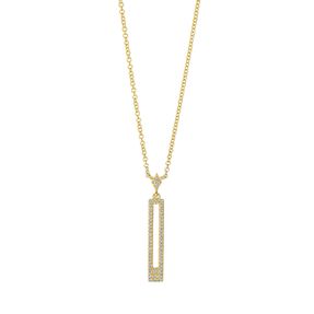 Collier Rechteck aus 750 Gold Gelbgold 60 Diamanten 0,14ct W-SI L:45,7cm