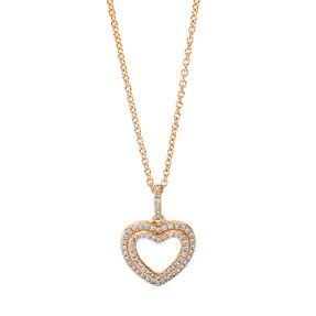 Collier Herz aus 750 Gold Rotgold 66 Brillanten 0,17ct TW-SI L:45cm