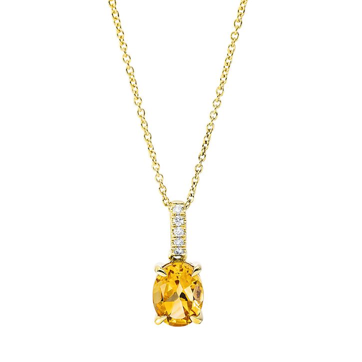 Collier 750 Gelbgold Citrin 1.69ct 5 Diamanten