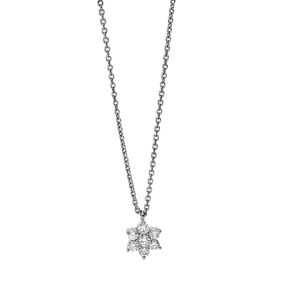 Collier Blume aus 750 Weißgold 6 Brillanten 0,13ct TW-SI 1 Brillant 0,03ct TW-SI