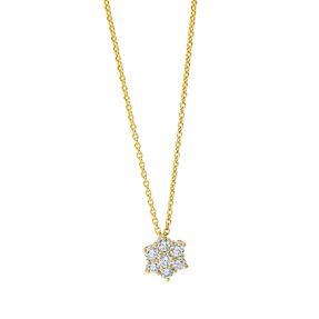 Collier Blume 750 Gelbgold 6 Brillanten 0,18ct TW-SI 1 Brillant 0,04ct TW-SI L:45cm