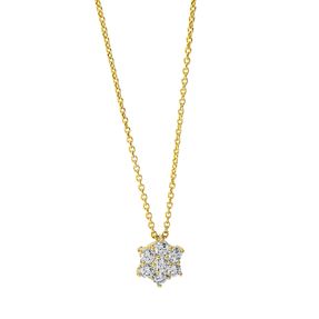 Collier aus 750 Gelbgold 6 Brillanten 0,21ct TW-SI 1 Brillant 0,04ct TW-SI L:45cm