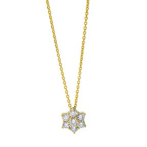 Collier Blume 750 Gelbgold 6 Brillanten 0,3ct TW-SI 1 Brillant 0,06ct TW-SI L:45cm