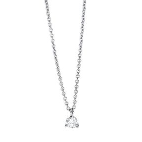 Solitaire Collier aus 750 Gold Weißgold Brillant 0,1ct TW-SI L:45cm 3er-Krappe