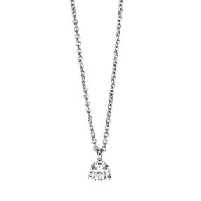 Solitaire Collier aus 750 Gold Weißgold Brillant 0,19ct TW-SI L:45cm 3er-Krappe