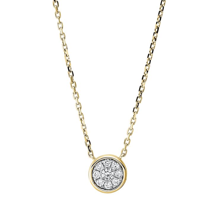 Collier 750 Gold gelb weiß 9 Brillanten 0.2ct L 40-45.7cm