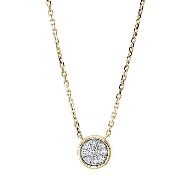 Collier 750 Gold gelb weiß 9 Brillanten 0.2ct L 40-45.7cm