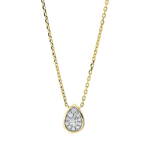 Collier 750 Gold gelb weiß 11 Brillanten 0.19ct L 40-45.7cm