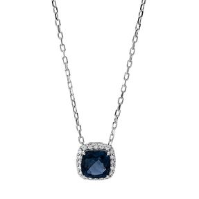 Collier aus 750 Weißgold Topas 1,21ct London Blue 20 Brillanten 0,1ct TW-SI L:46cm